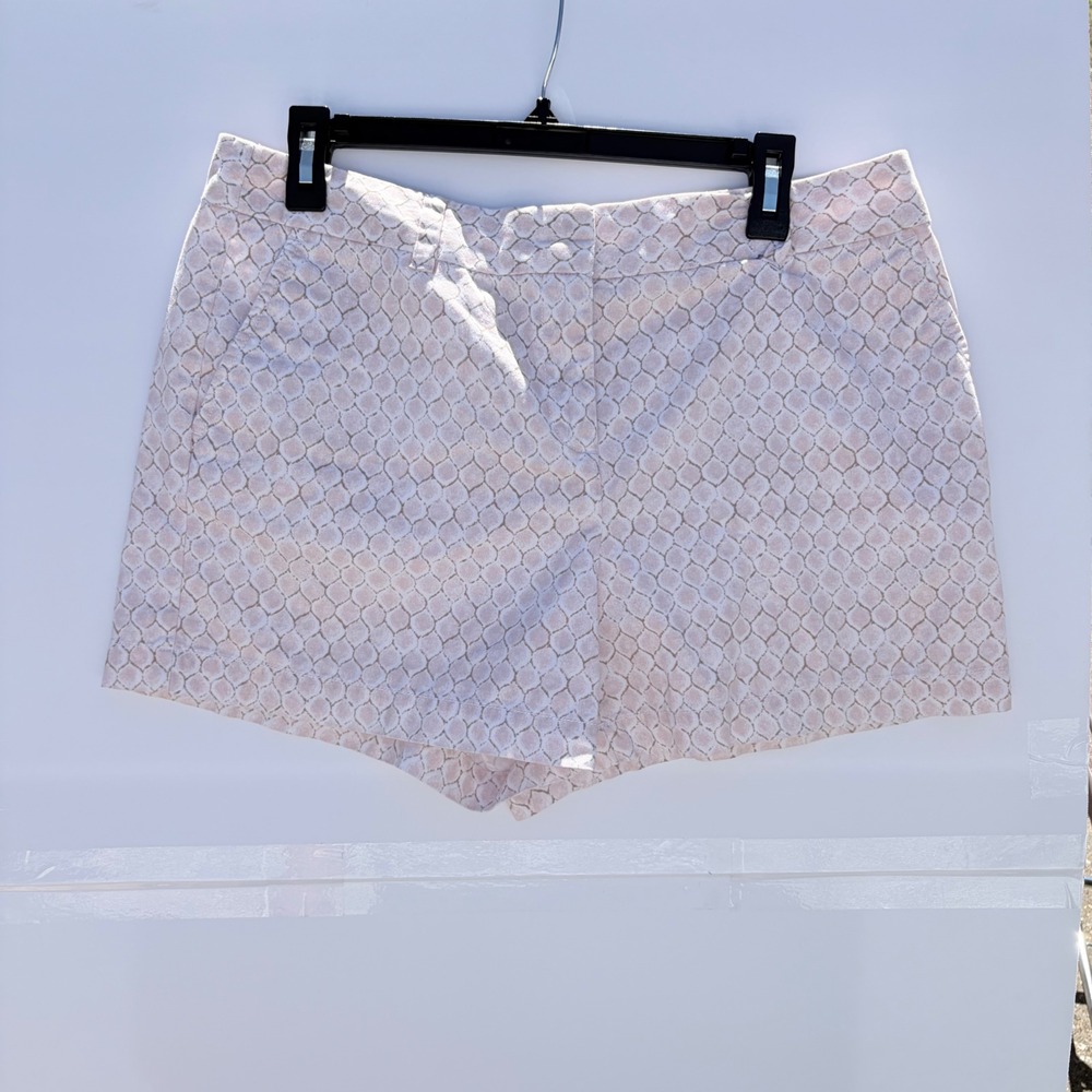 Ann Taylor LOFT Pink Tan Snakeskin Geometric Print Shorts Womens Size 10 4 Inch